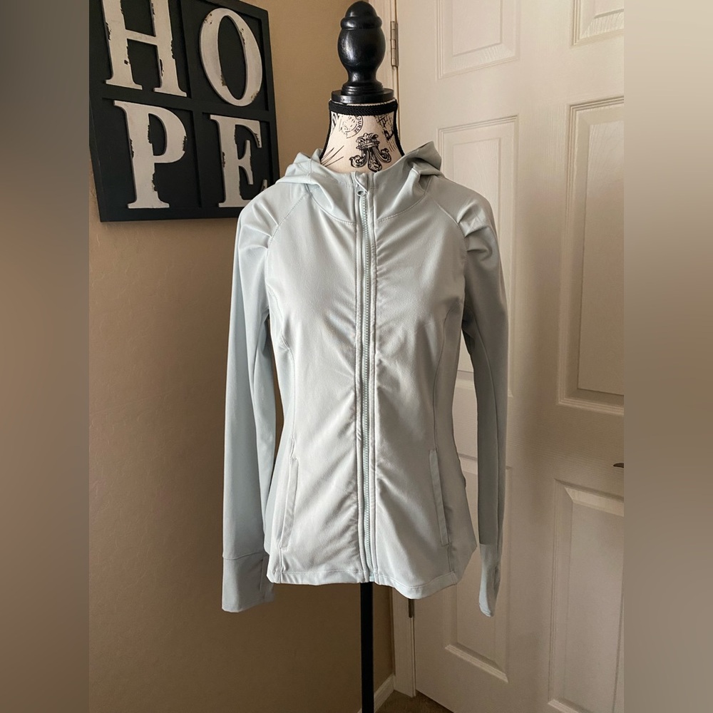 Yogalicious Lux Lightweight Fitted Athletic Hooded Full Zip Up - Sz M